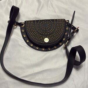 Chic Black and Gold Studded Crossbody Bag